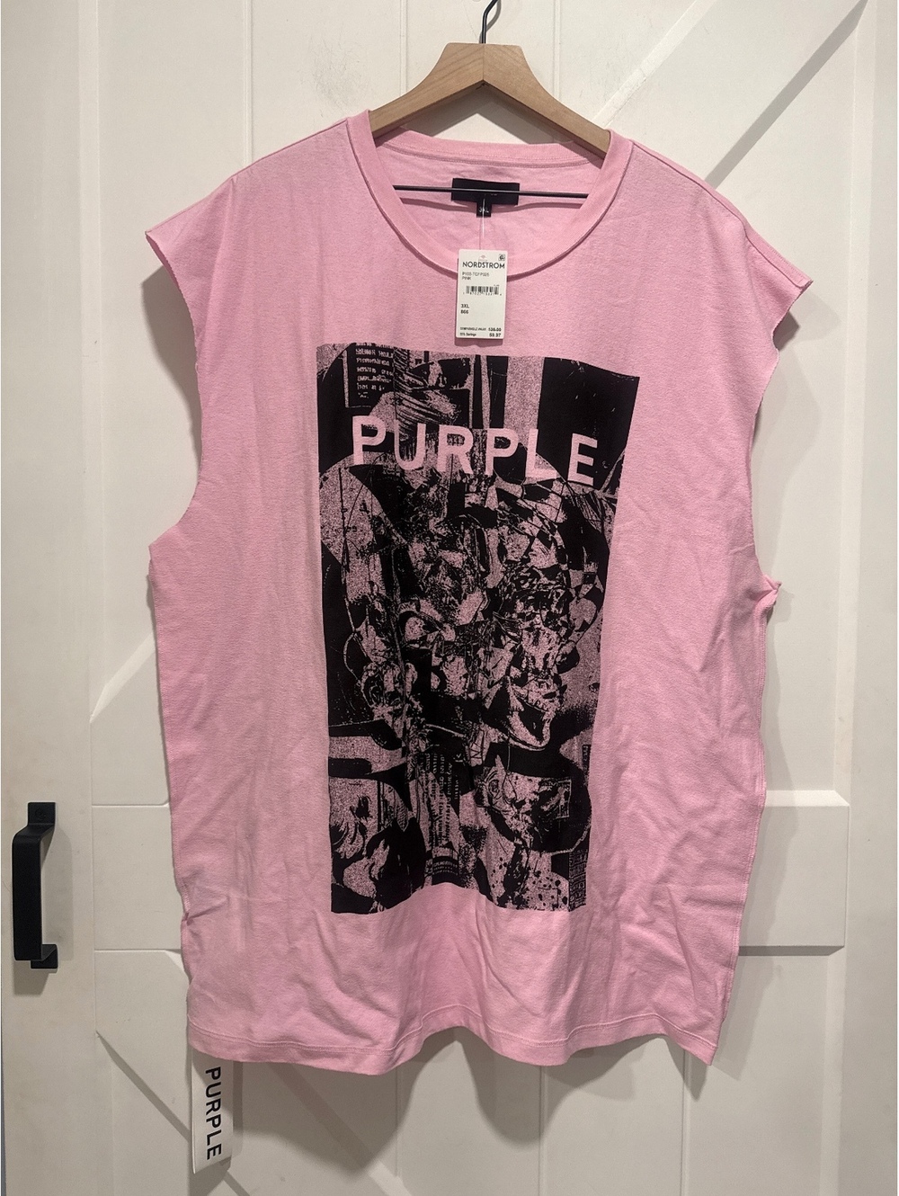 Purple Brand Men's Pink Graphic Sleeveless T-Shirt Tank, NWT, Size 3XL